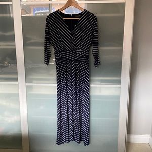 LAUREN By Ralph Lauren navy stripe dress Like NEW